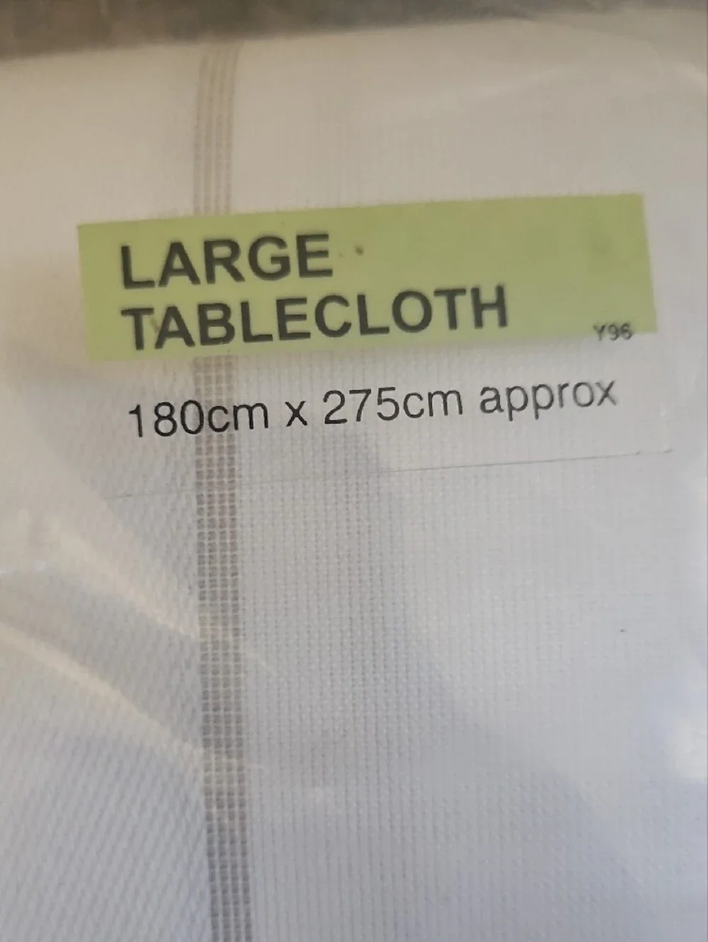 Marks & Spencer White Tablecloth with Thin Gray Stripes